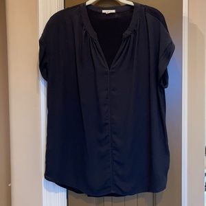 EUC Pleione mixed media black blouse sz Large